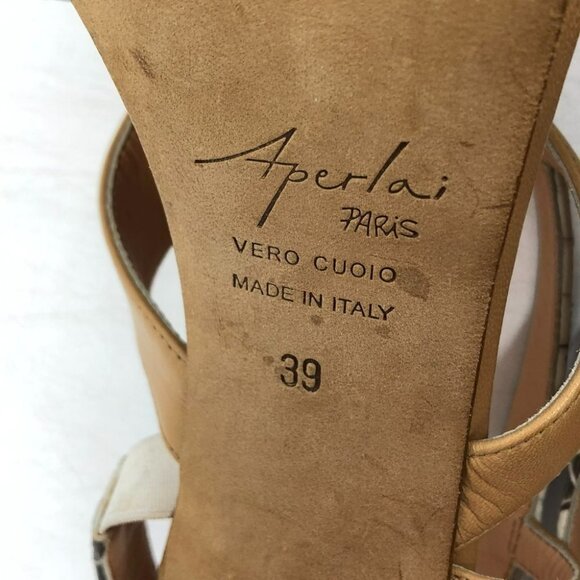 Aperlai Paris python suede nude tan  sling back high heels 39 - Picture 4 of 12